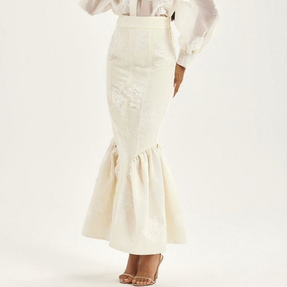 NWT Vita Grace Sophia Panelled & Peplum Pencil Skirt in French Vanilla Medium - Picture 7 of 9